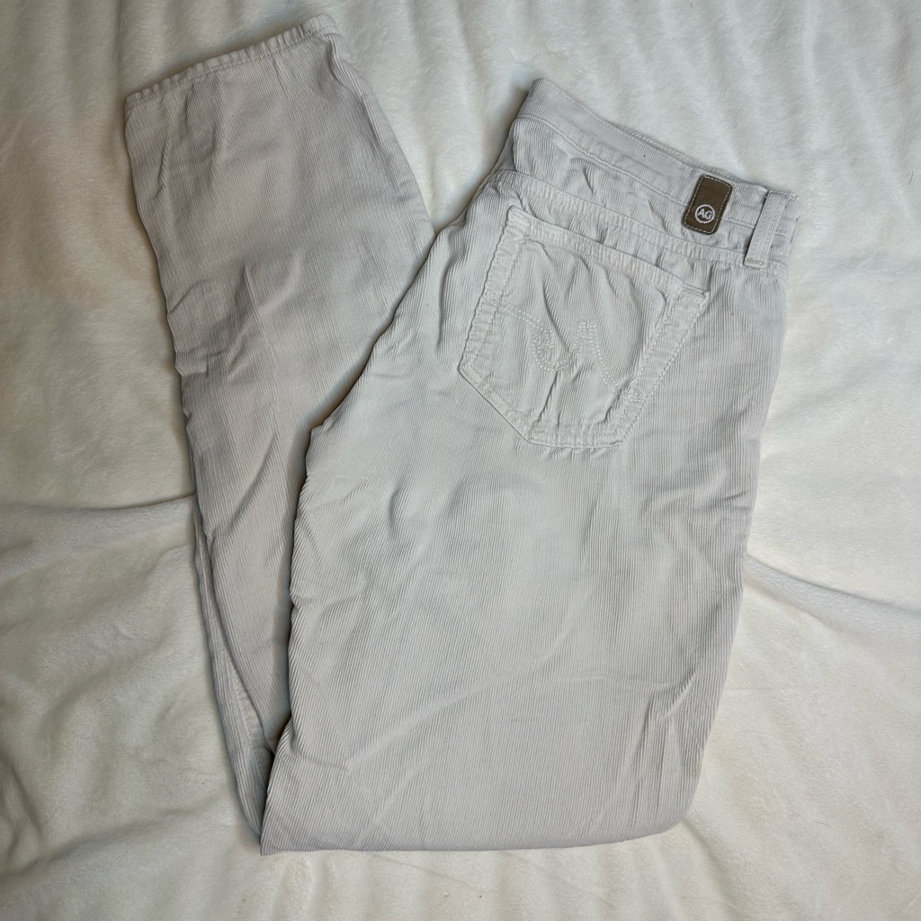 Cream Courderoy Ag Low Waisted Pants